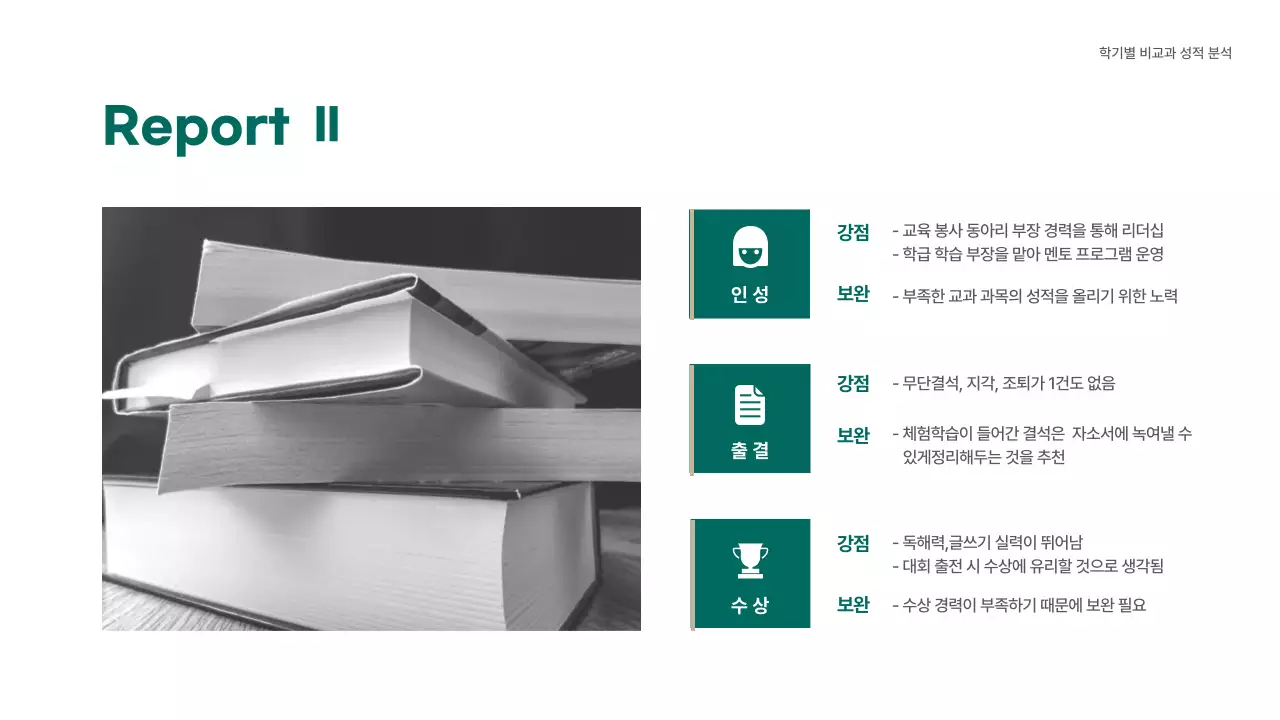 초록색과 베이지색의 모던한 입시 컨설팅 분석 보고서