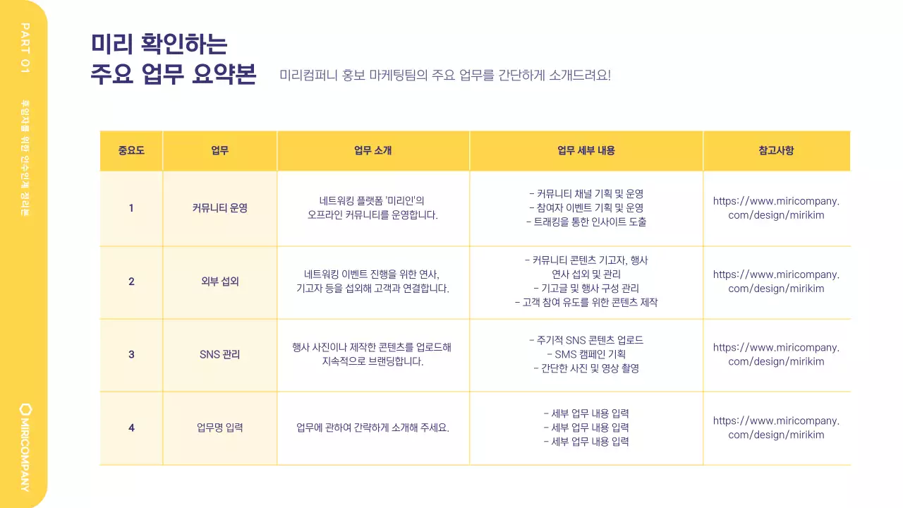 노랑과 흰색의 트렌드한 마케터 인수인계 안내서