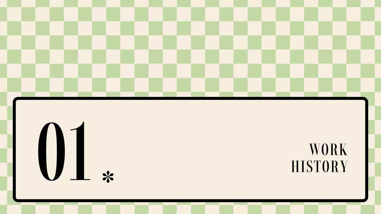 베이지색과 연두색의 모던한 체커보드 포트폴리오