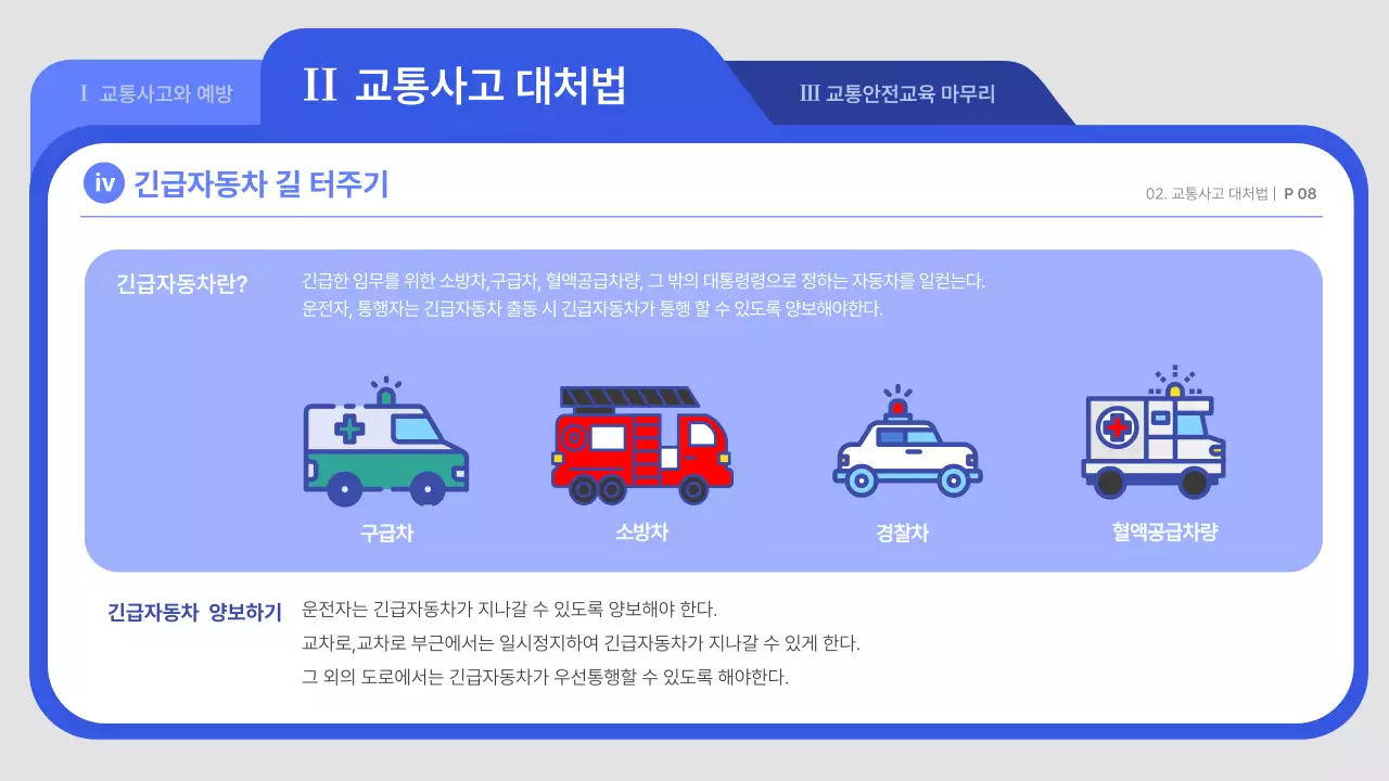 파랑과 흰색의 아기자기한 도로교통 안전 교육자료