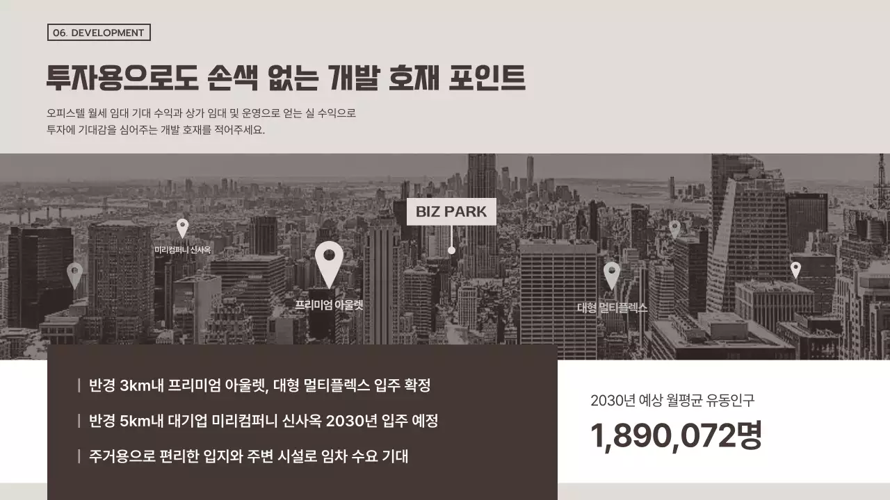 갈색과 흰색의 심플한 상가 분양 투자 소개서