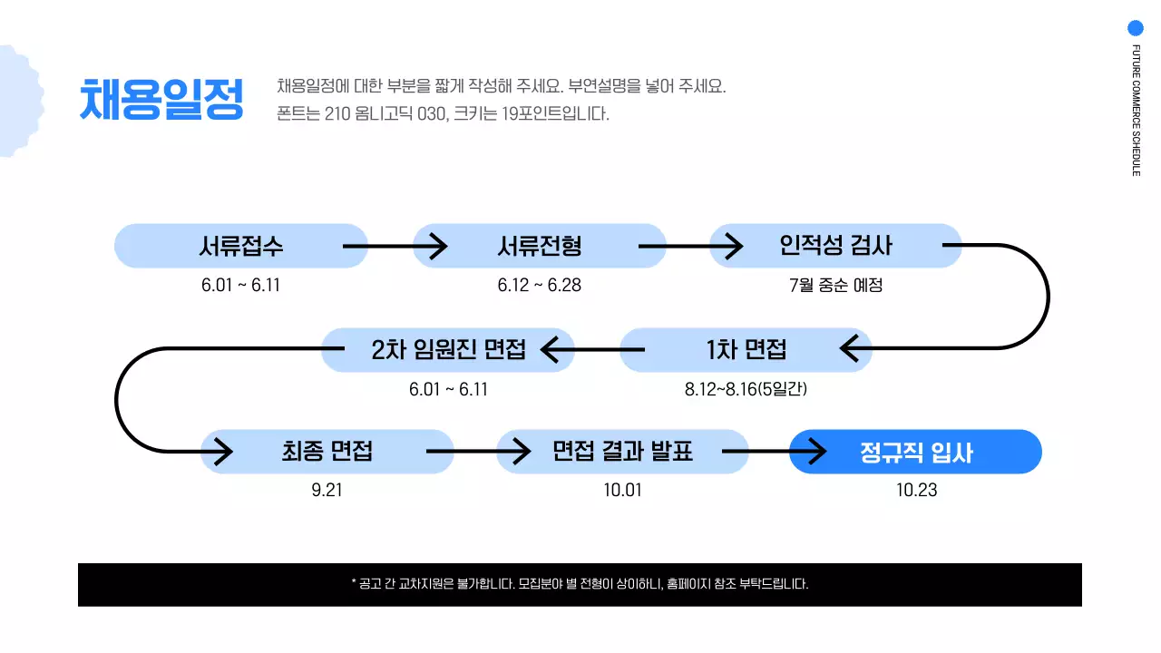 파랑과 흰색의 심플한 온라인 채용 설명회 발표자료