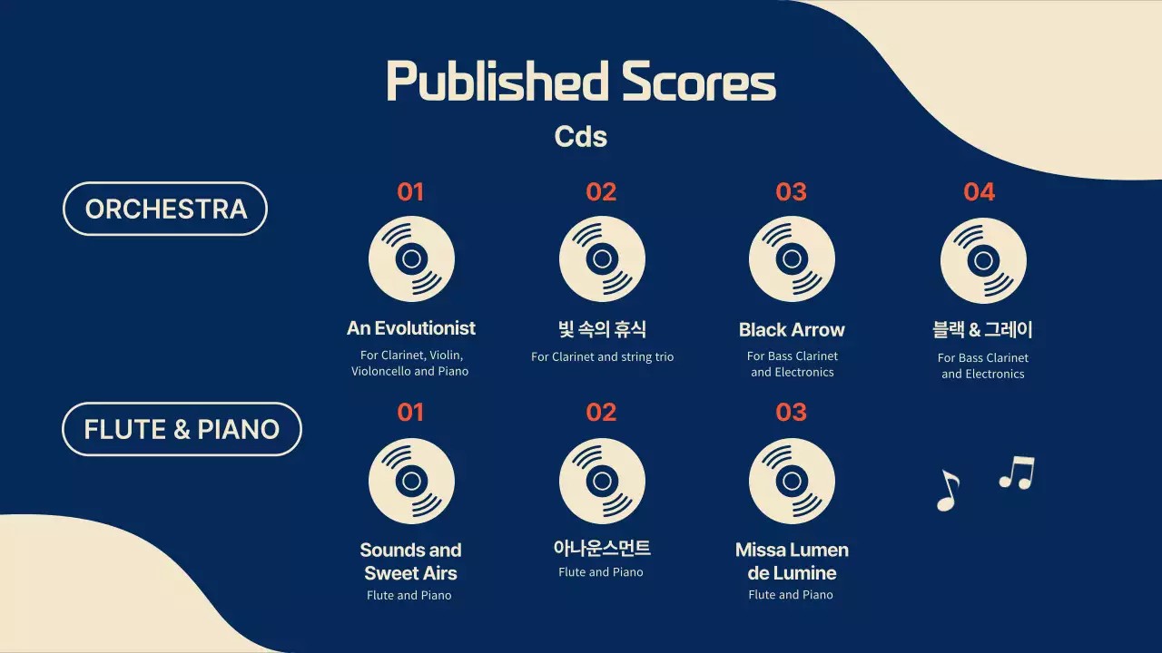 네이비 색상의 피아노 테마 작곡가 포트폴리오