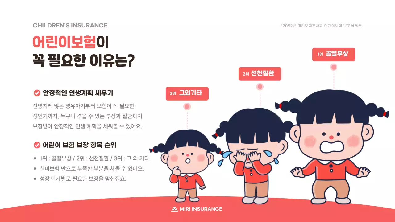 분홍색의 귀여운 어린이 보험 제안서