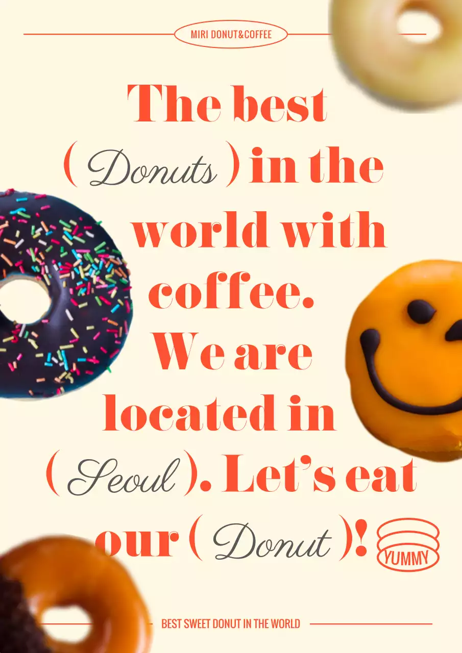 베이지와 빨간색의 도넛 베이커리 포스터