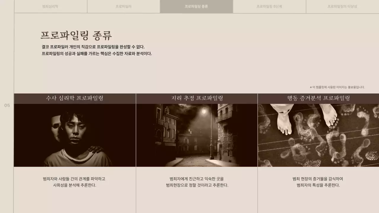 베이지색과 갈색의 빈티지한 범죄심리학 발표자료