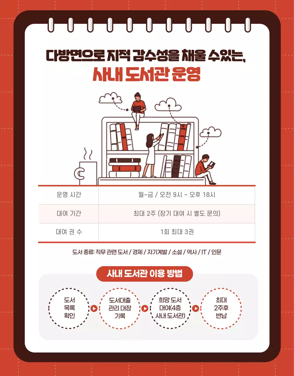 빨간색 포인트의 자기계발 프로그램 안내 페이지