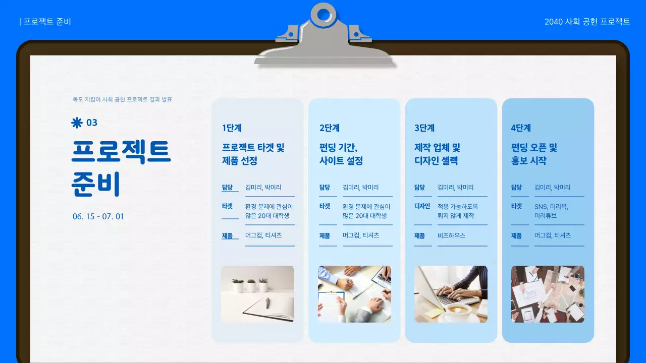 파랑과 하늘색의 자연적인 독도 지킴이 프로젝트 결과 보고서