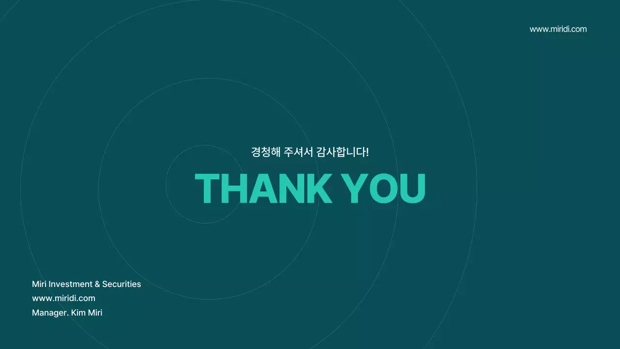 민트색과 흰색의 기하학적인 증권 회사 소개서