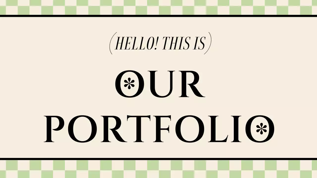 베이지색과 연두색의 모던한 체커보드 포트폴리오