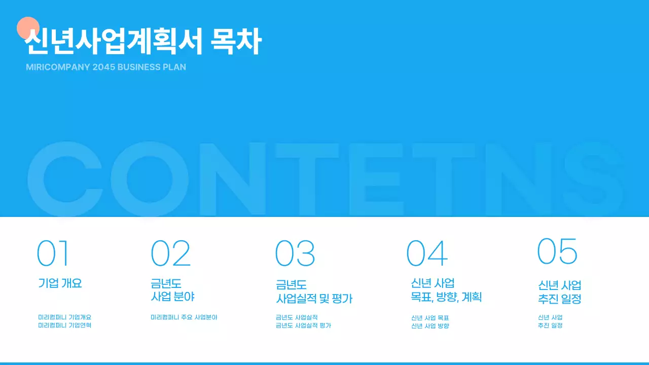 하늘색 심플한 신년사업계획서 프레젠테이션