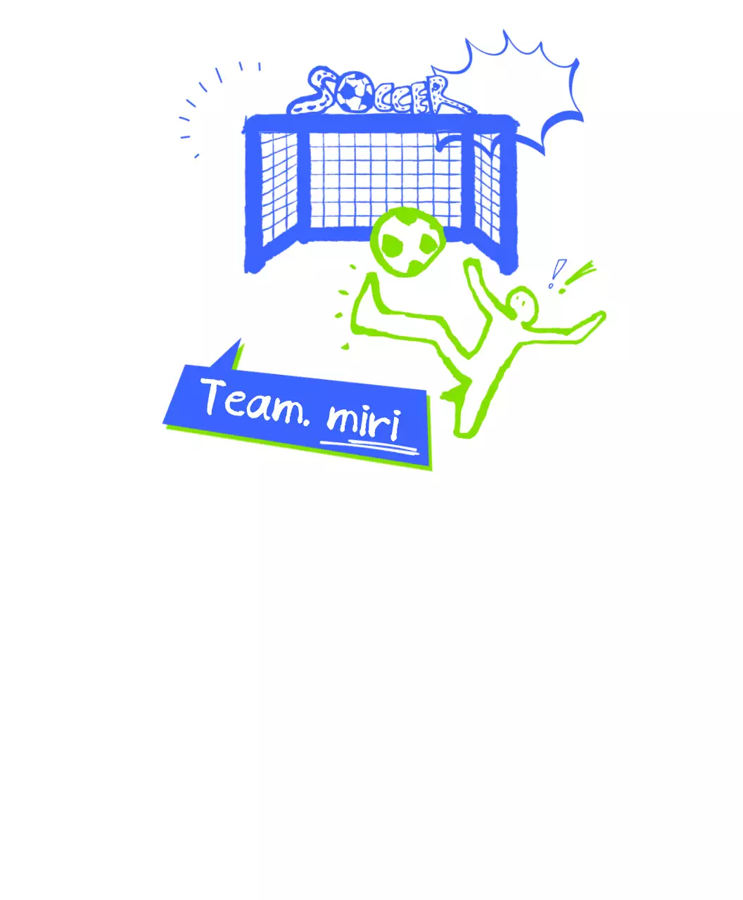 대충 그린 드로잉 낙서가 있는 축구 동아리, 축구 동호회 단체 티셔츠