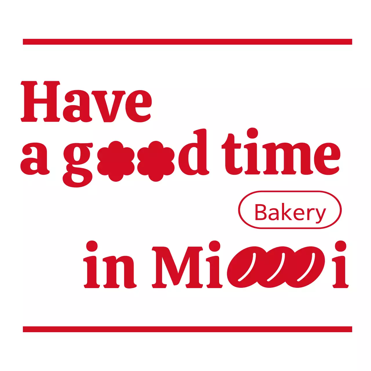 빨간색의 심플하고 귀여운 텍스트와 이모지 조합 스타일 카페