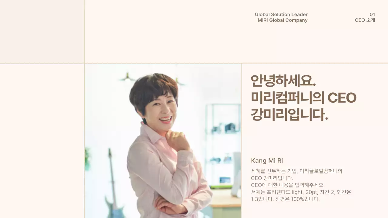 갈색과 베이지색의 심플한 회사소개서