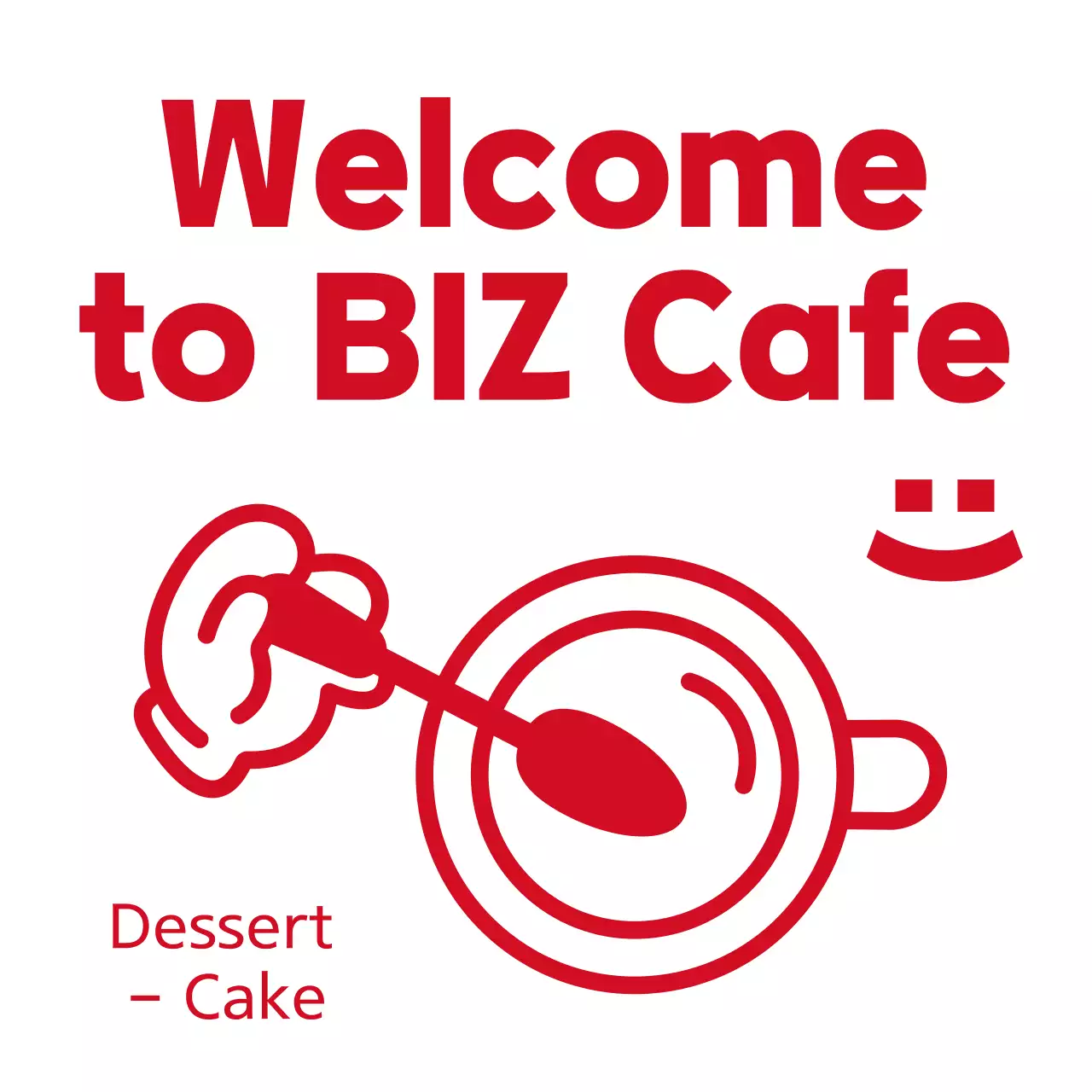 빨간색의 심플하고 귀여운 일러스트와 텍스트 문구 조합 스타일 카페 