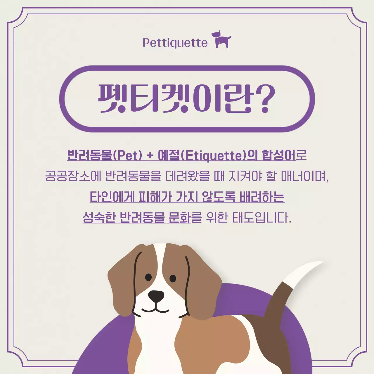 보라색의 심플한 애견 펫티켓 정보 안내서