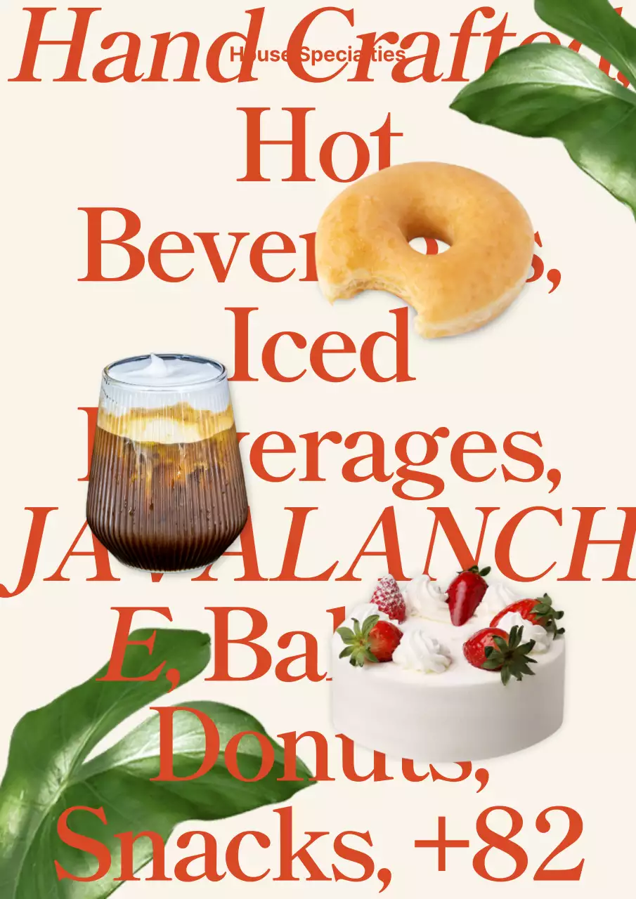 베이지색과 빨간색의 카페 베이커리 메뉴