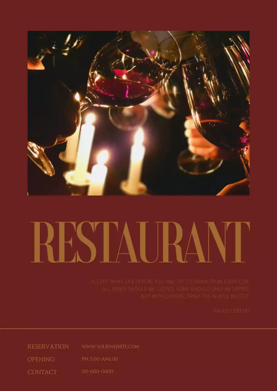 럭셔리한 와인 레스토랑 홍보 포스터