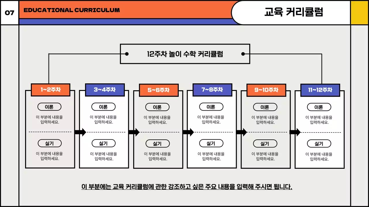 컬러풀한 기하학적 도형의 놀이수학 방과후수업 제안서