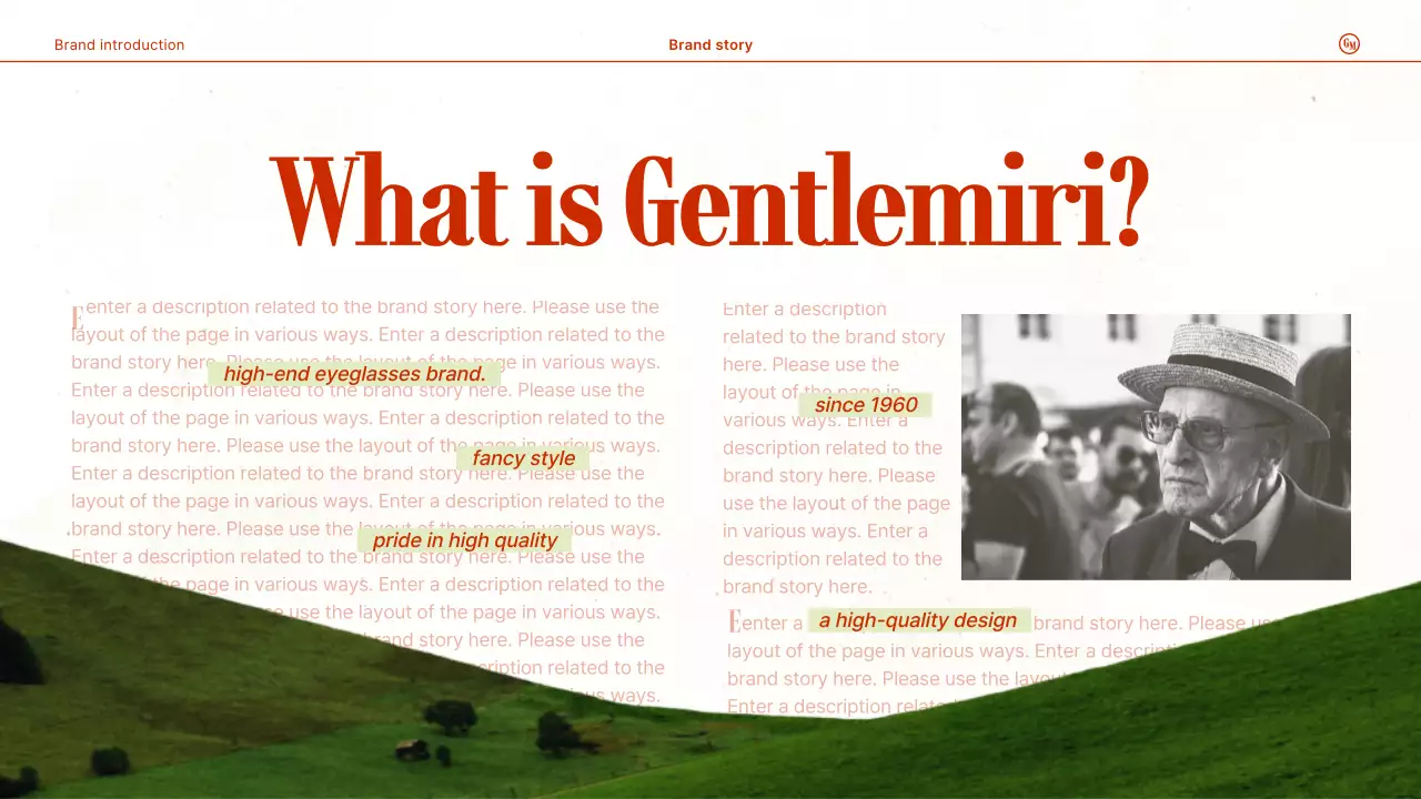 빨강색과 초록색의 레트로 패션 잡화 브랜드 회사소개서