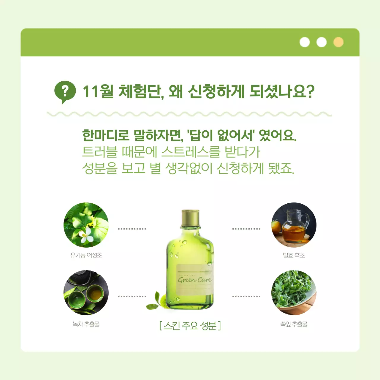 초록색의 자연적인 오가닉 화장품 홍보