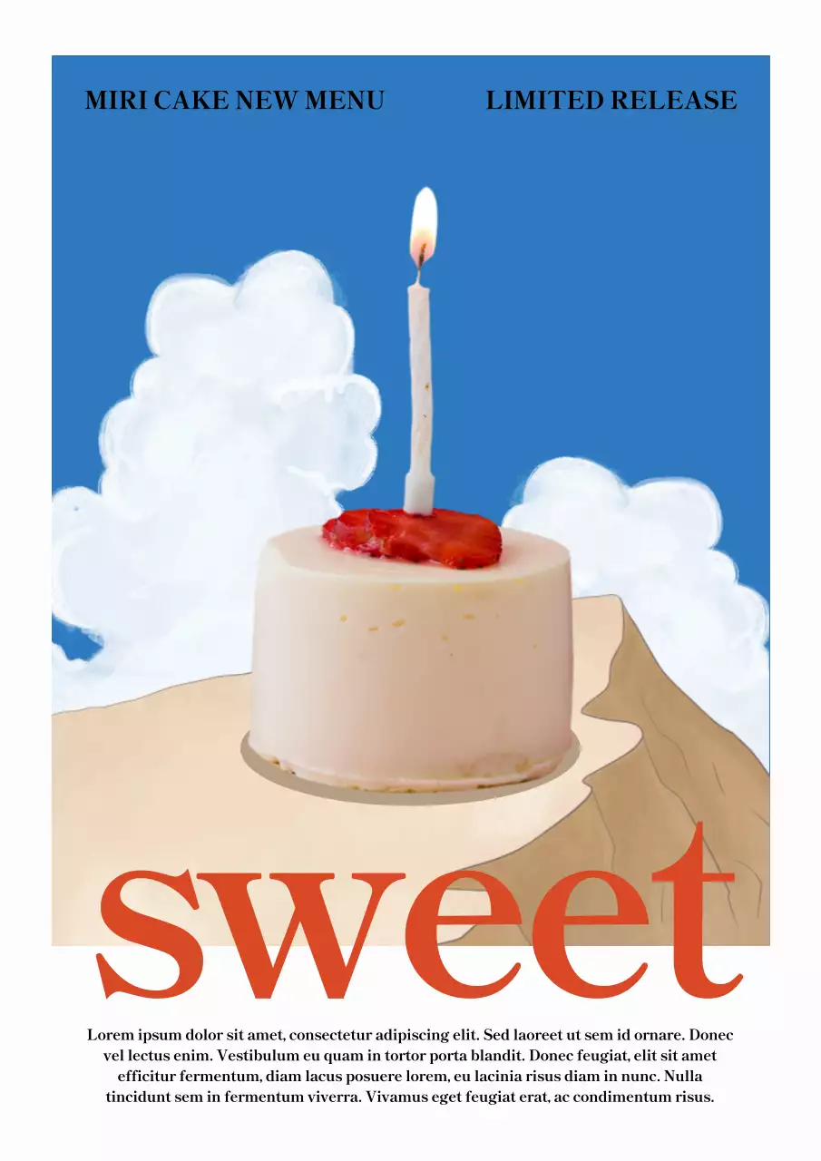 파란색과 빨간색의 베이커리 카페 메뉴