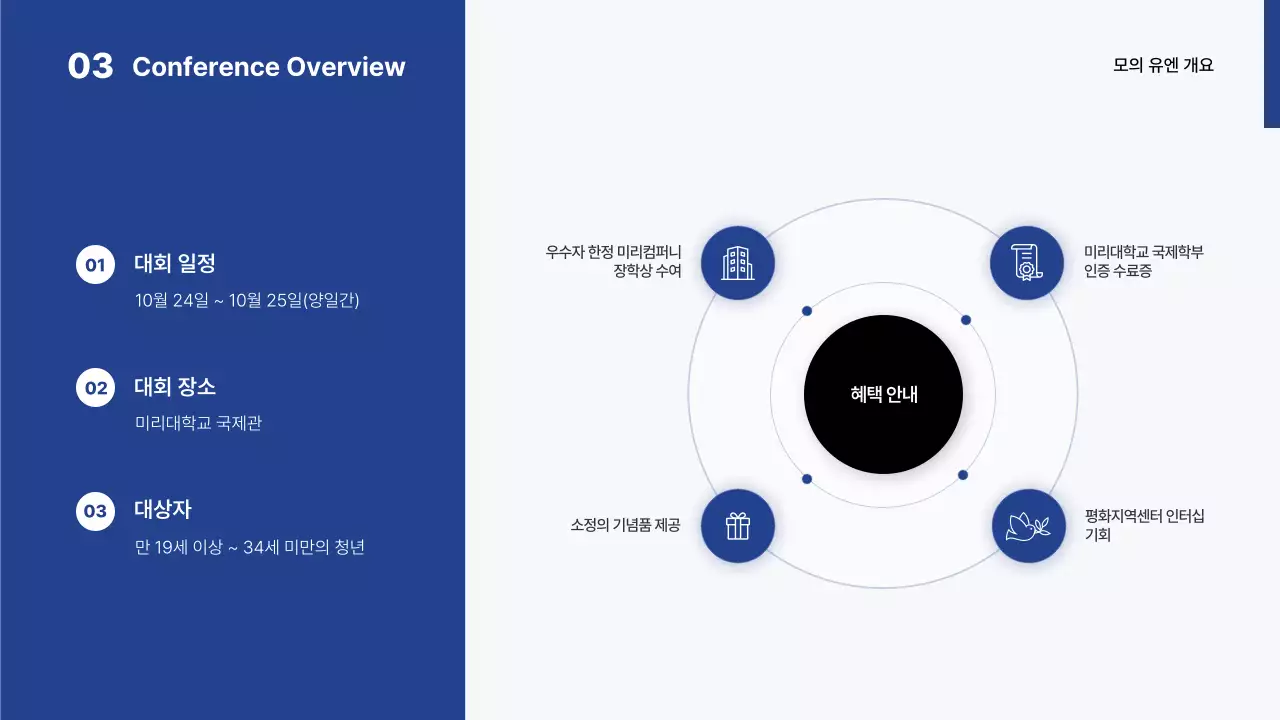 흰색과 파랑의 심플한 대학교 모의 대회 발표자료