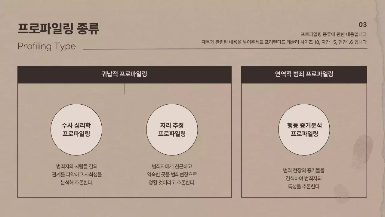 갈색의 종이 테마의 범죄 심리학 연구 발표자료