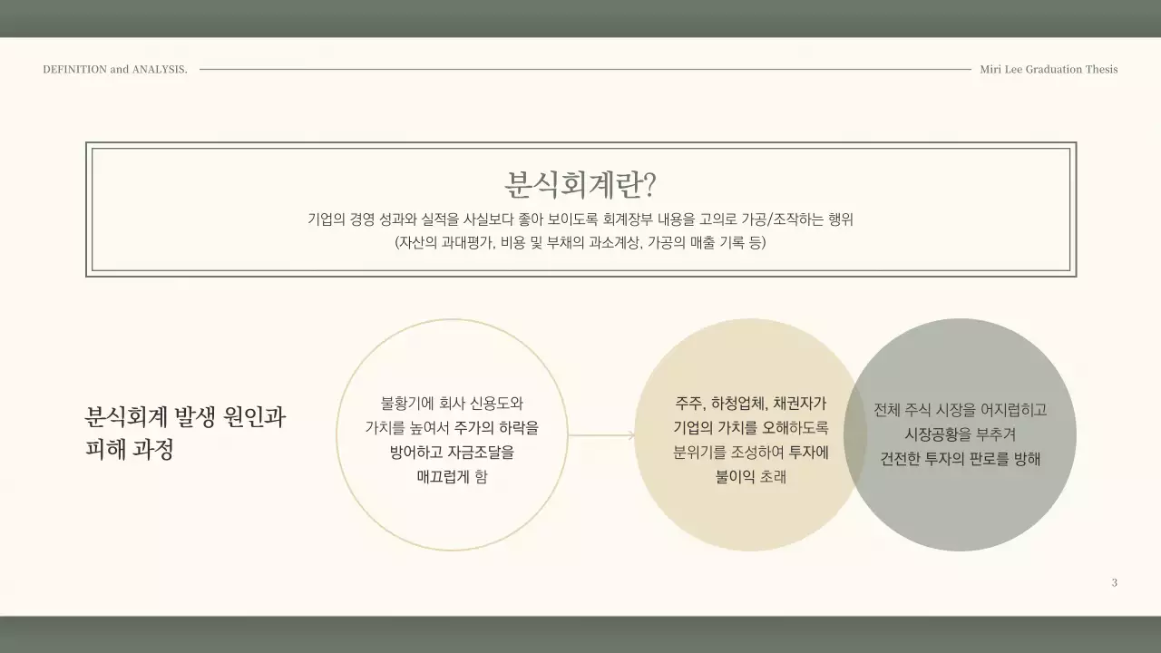 진한 초록색의 차분한 느낌의 회계학 과제 발표