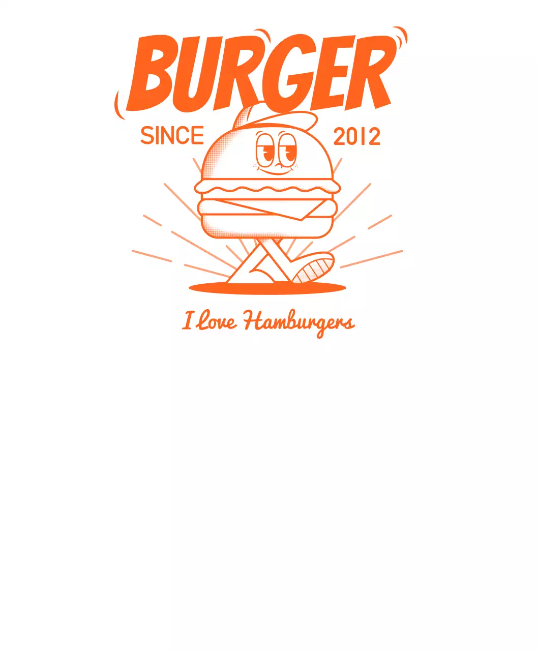 오렌지와 화이트의 햄버거 캐릭터 컨셉 가게 유니폼