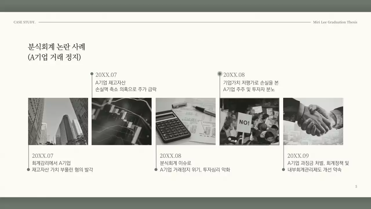 진한 초록색의 차분한 느낌의 회계학 과제 발표