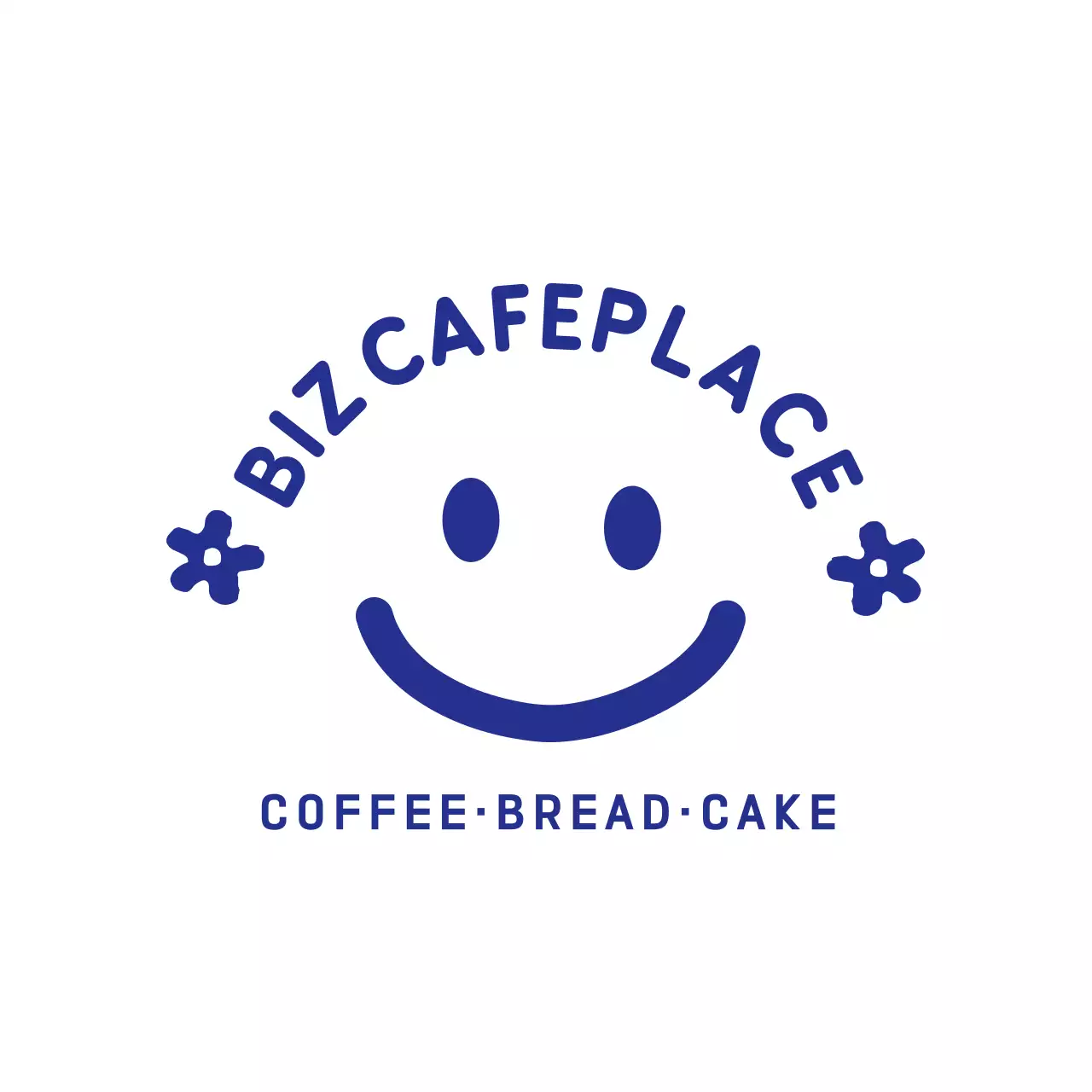 남색의 심플한 앰블럼 스타일 카페