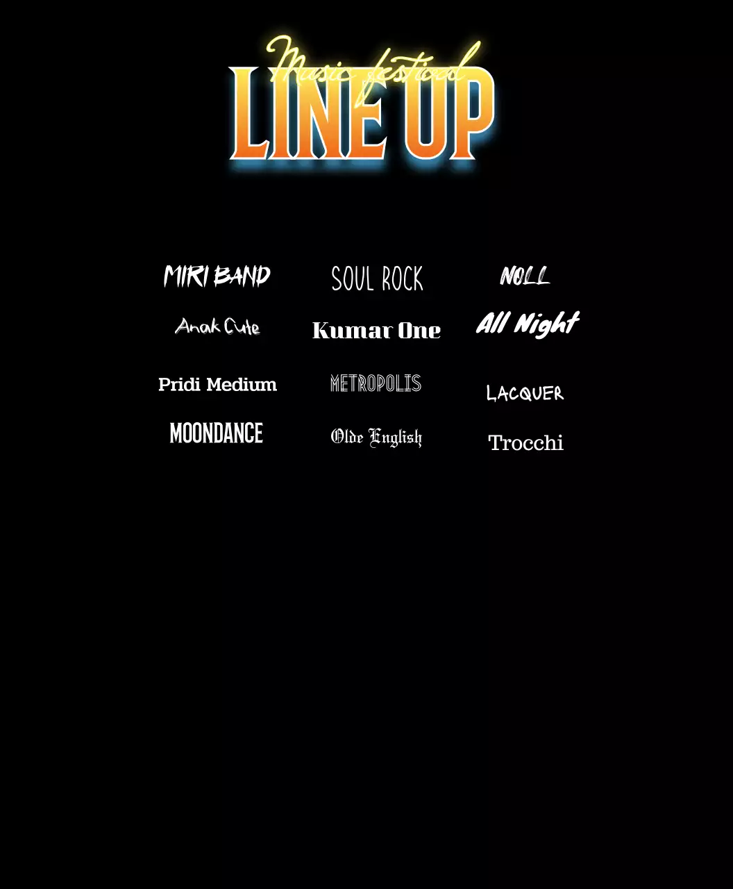 레드 그라데이션의 번개 컨셉의 락페스티벌 