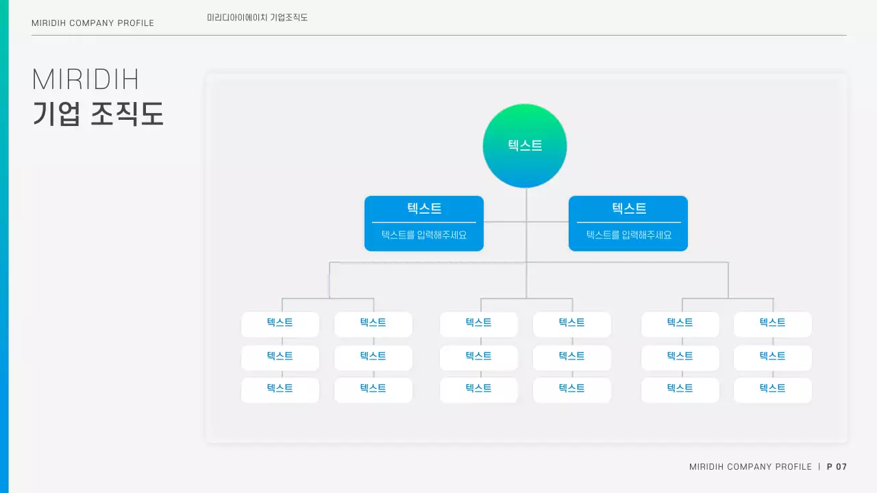 파랑과 연두색의 모던한 회사 소개서