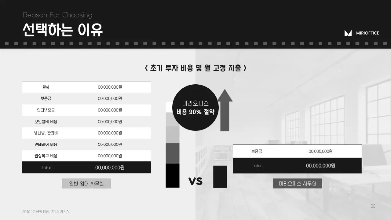 모노톤 심플한 필름컨셉의 공유오피스 제안서