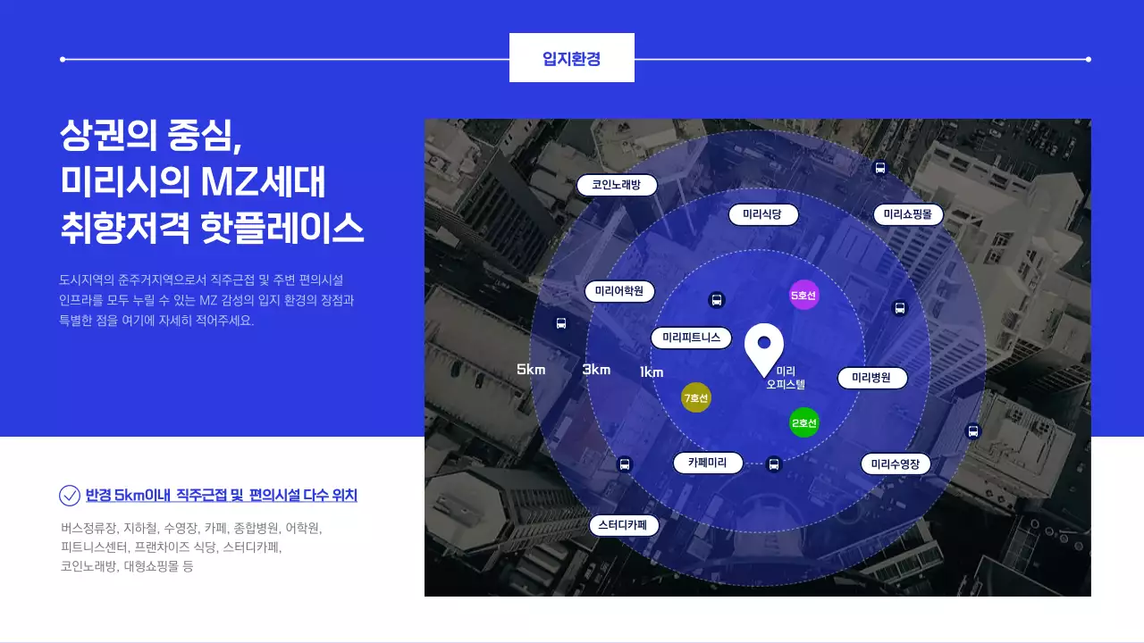 파란색의 상가입지분석 오피스텔 투자 보고서