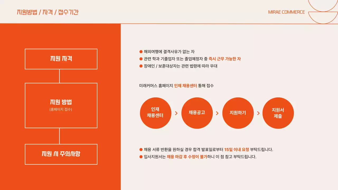 주황색의 온라인 채용설명회 프레젠테이션