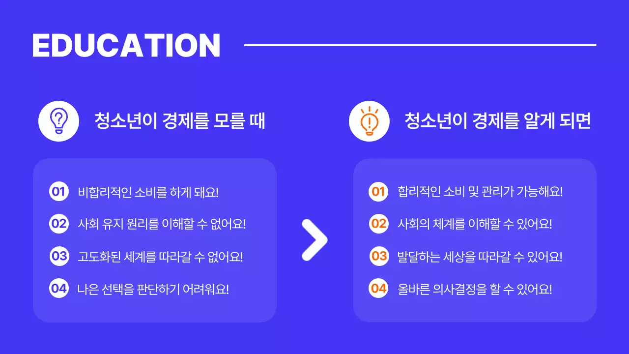 파란색과 주황색의 일러스트 청소년 경제 교육 테마