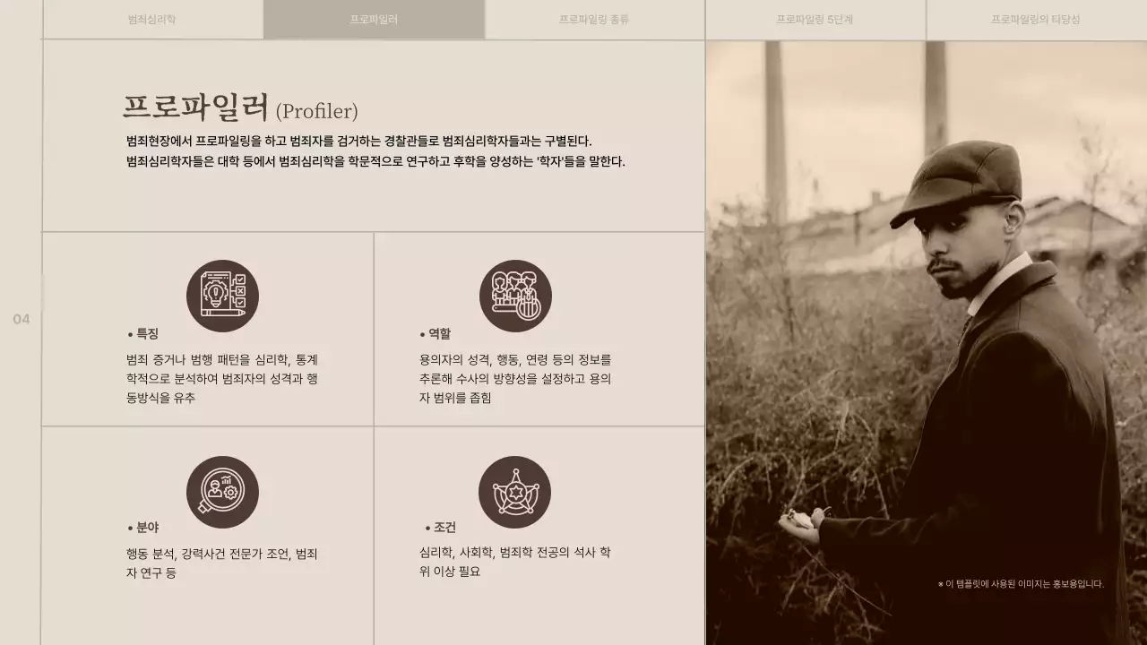 베이지색과 갈색의 빈티지한 범죄심리학 발표자료