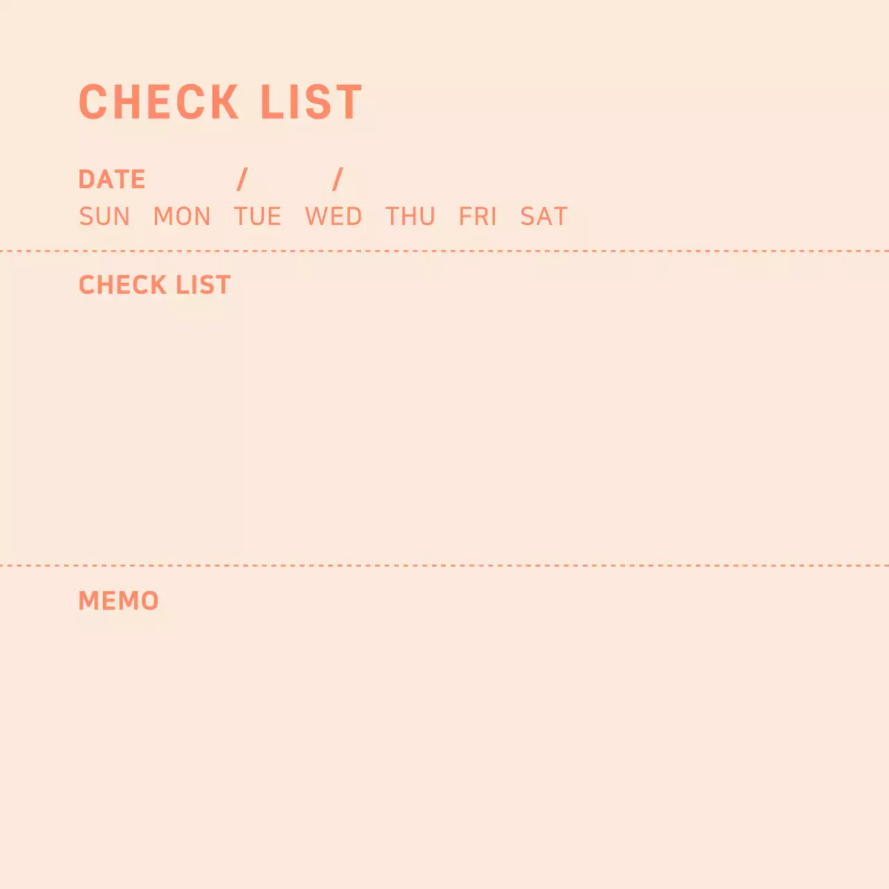 핑크 코랄색의 심플하고 깔끔한 체크리스트 굿즈