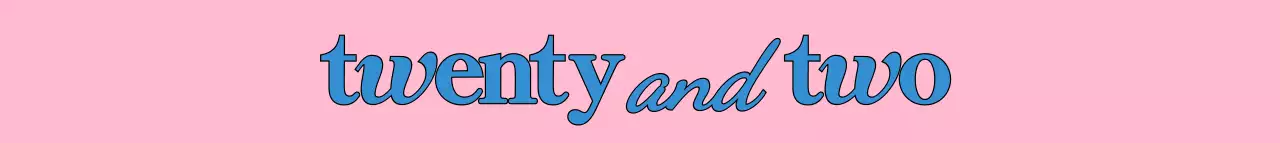 파란색과 핑크색의 영어 글씨체가 강조된 하이틴 컨셉의 뷰티 회사 홍보용