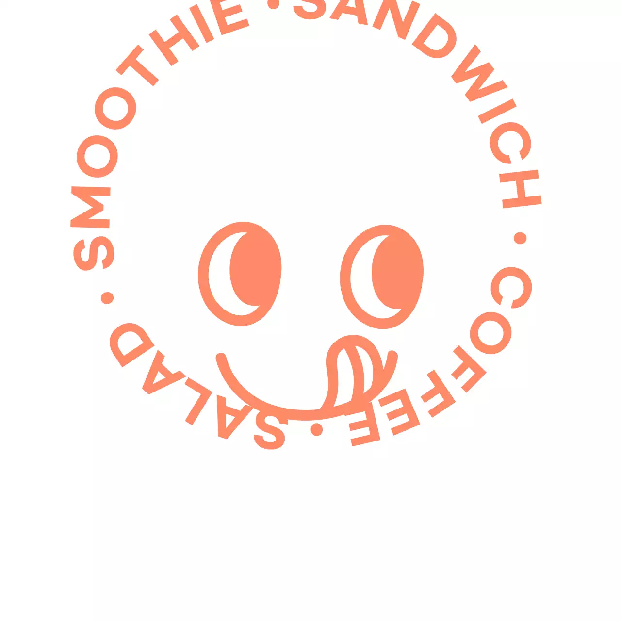 맛있어 보이는 표정 일러스트가 그려진 카페 로고 디자인