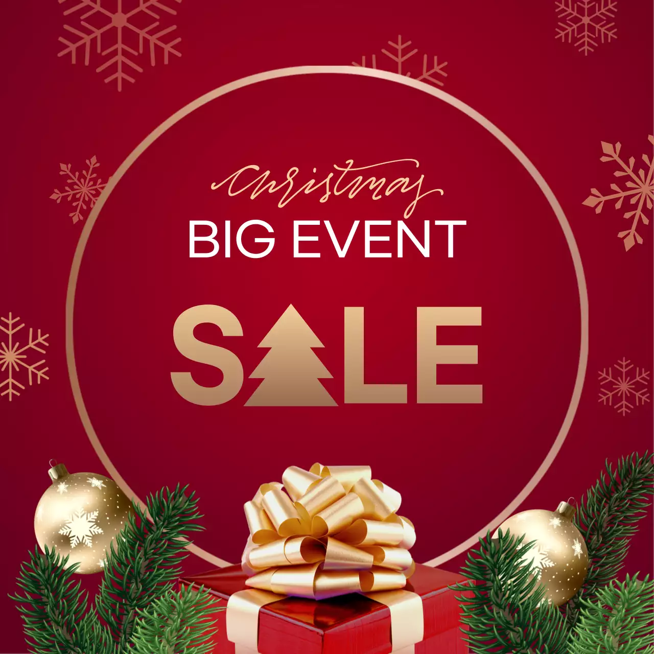 븕은색 금색 고급진 연말 분위기 컨셉의 크리스마스 세일 테마