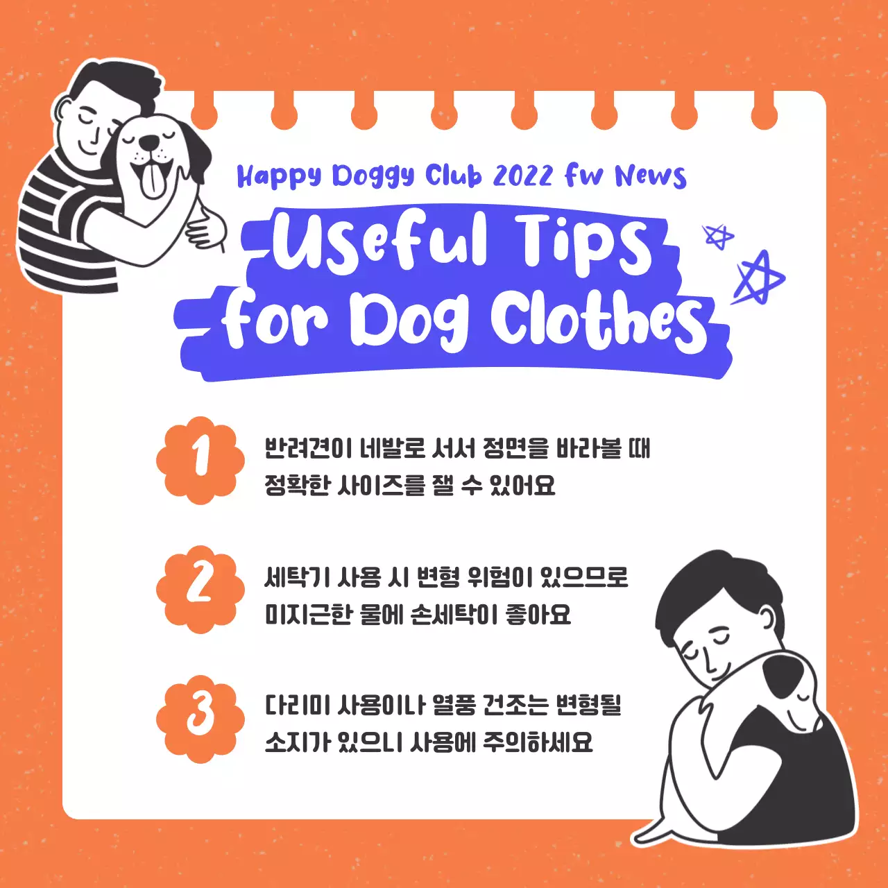 주황색과 파랑의 팝한 애견 의류 홍보