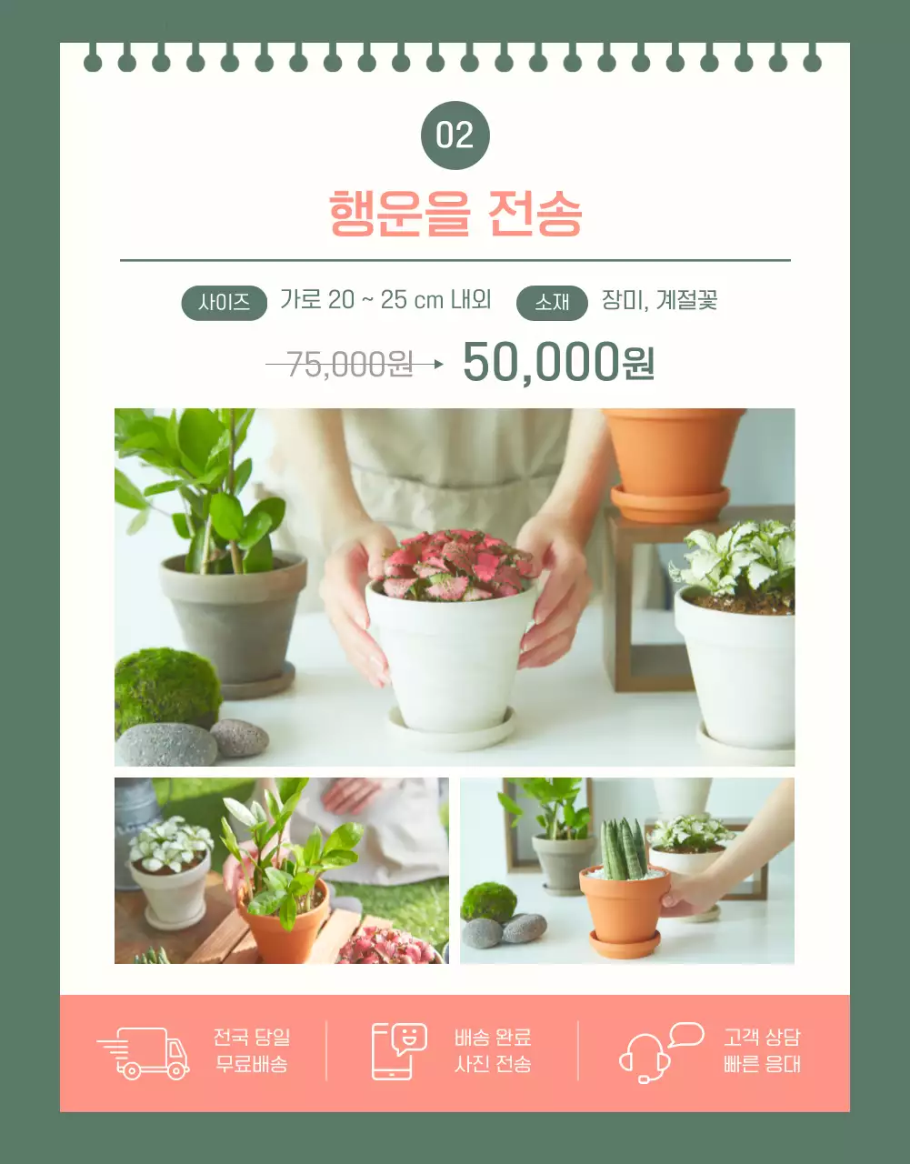 분홍색의 심플한 꽃배달 서비스