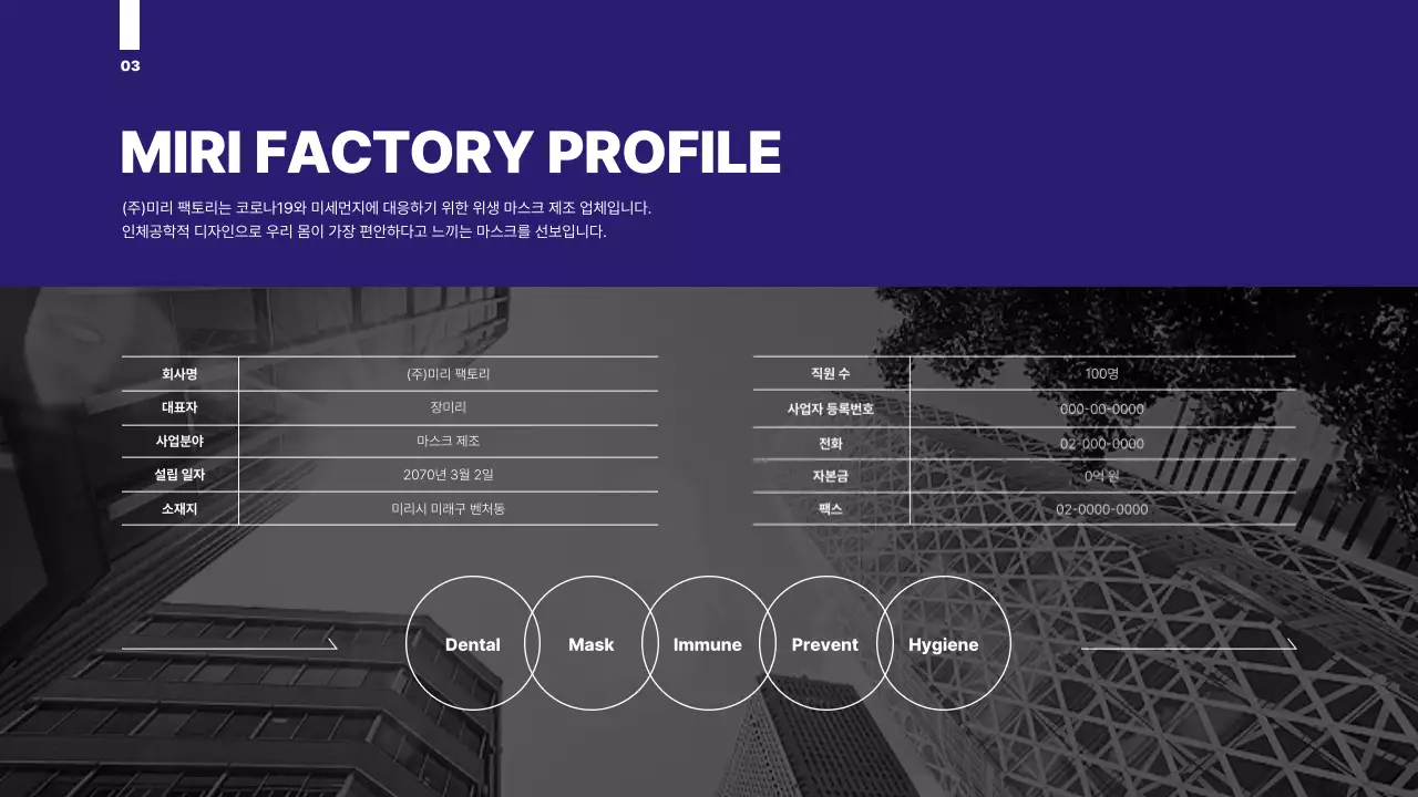파란톤의 원그래픽을 활용한 정돈된 제안서