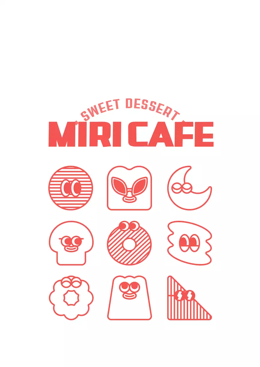 분홍색과 하얀색의 귀엽고 깜찍한 디저트 일러스트 조합 스타일 카페 굿즈 및 홍보용 