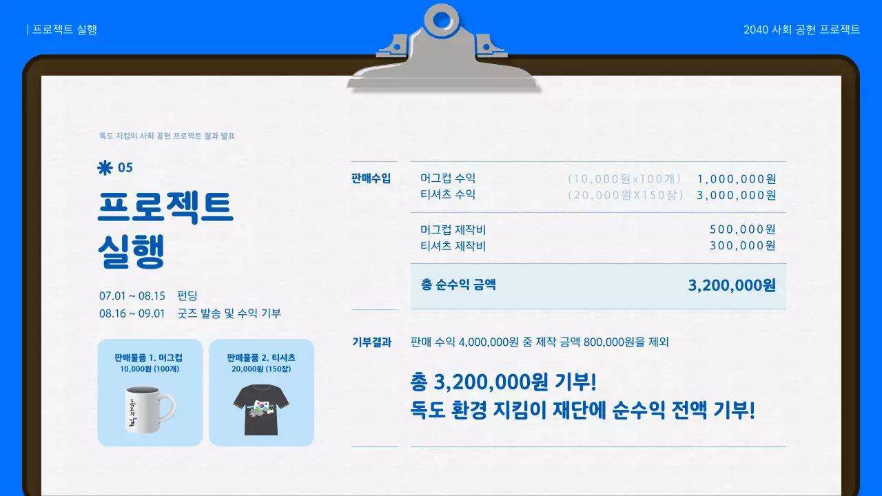 파랑과 하늘색의 자연적인 독도 지킴이 프로젝트 결과 보고서