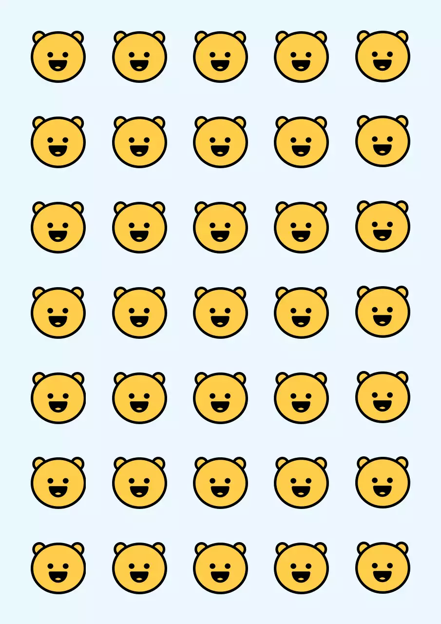 라인 일러스트의 귀여운 곰돌이 스티커