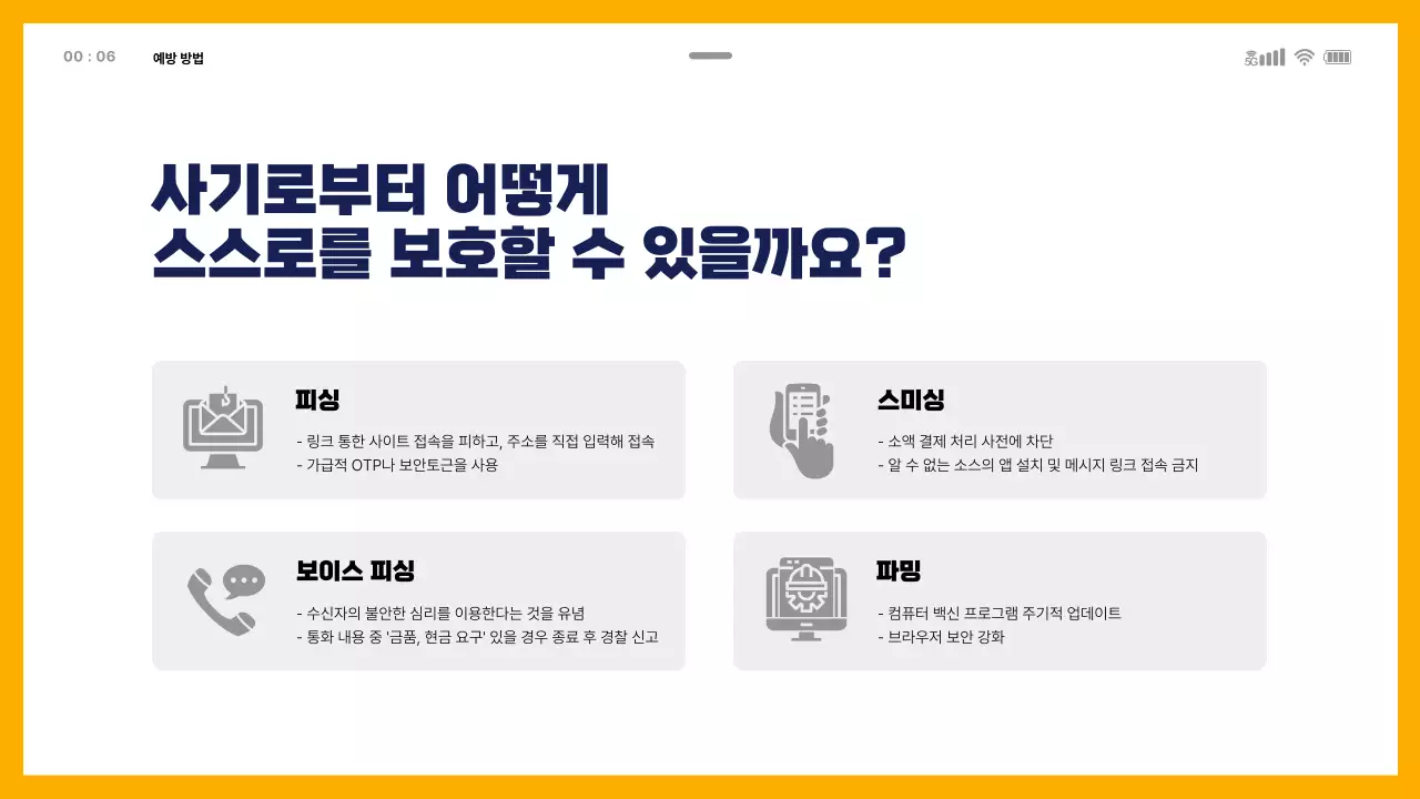 모바일 템플릿을 활용한 금융사기교육 테마